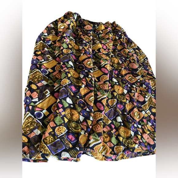 Vintage Abstract 2 Pc Rayon Plus Size Skirt Set 48”W 3X 4X Elastic Drawstring W - Picture 1 of 9